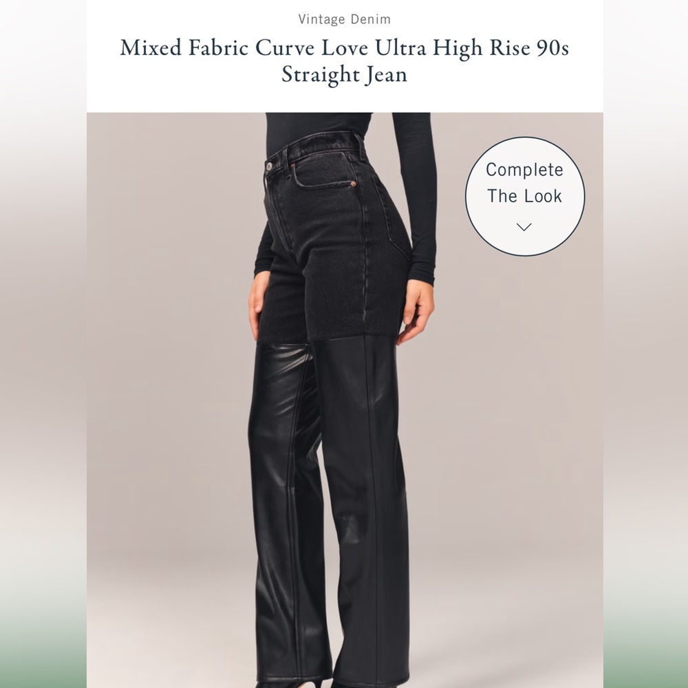 A&F  Mixed Fabric Curve Love Ultra High Rise 90s Straight Jean (Size 29/8 R)
